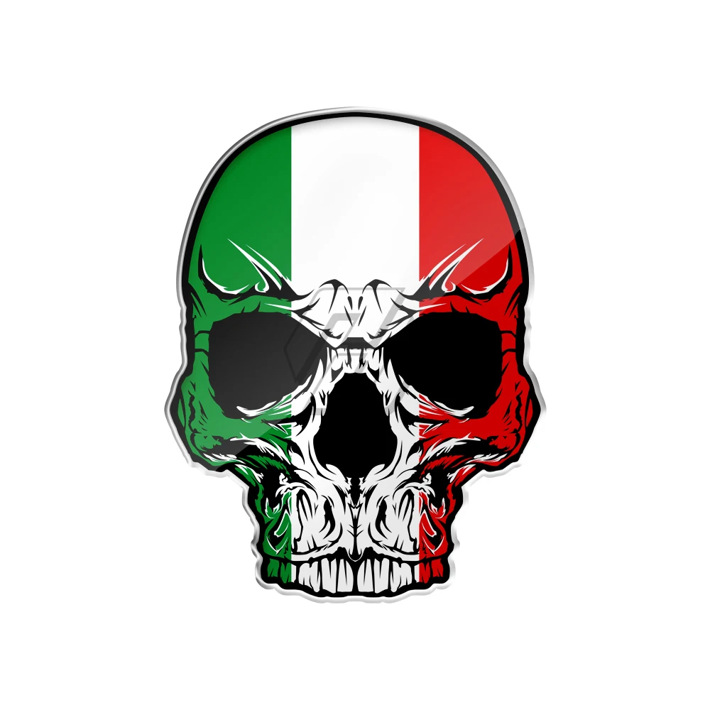 For Aprilia KTM Ducati Yamaha Vespa Decals 3D Motorcycle Skull Stickers Italy Flag Sticker