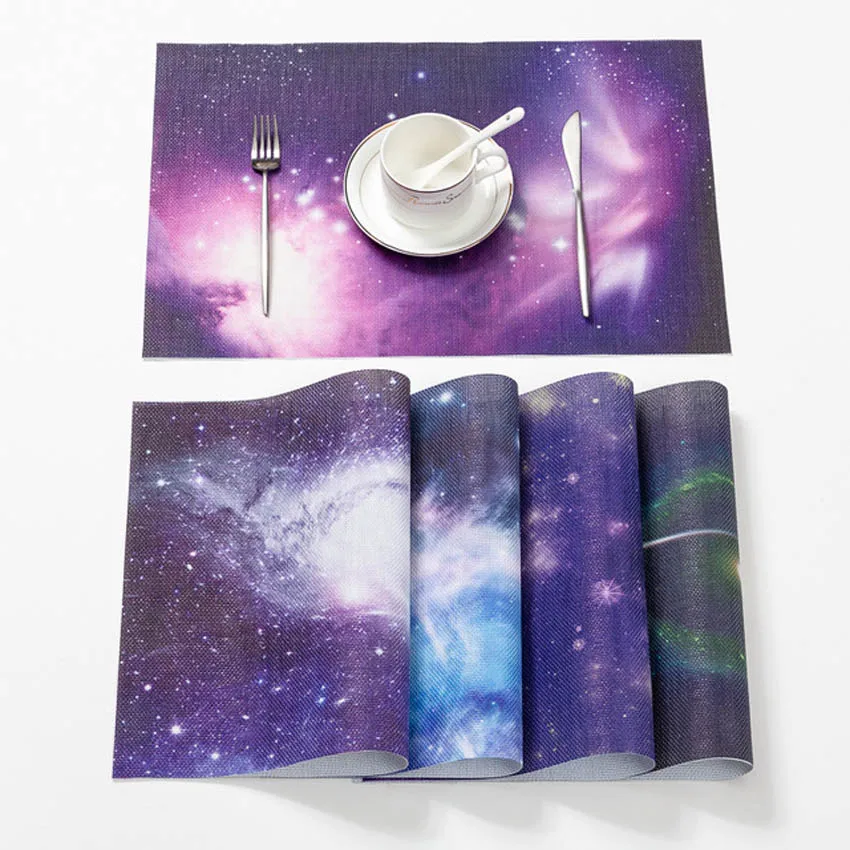 

Starry Sky Adiabatic Printing Placemat Non-slip Table Mats for Dining Table for Kitchen Table Anti-stain Bar Coaster Coffee Pad