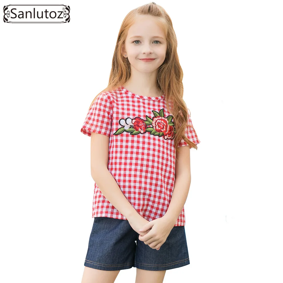 

Sanlutoz Girls Summer Clothes Cotton Girls Clothing Set Flower Kids Clothes for BeachToddler Children 2pcs Tops + Shorts Suit