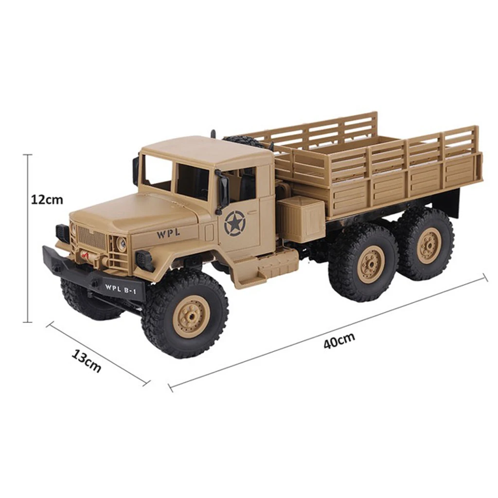 1/16 WPL B-1 2.4G 4WD Off-Road RC Army Truck Rock Crawler Car Electric Vehicel Model Toy Xmas Gifts Yellow