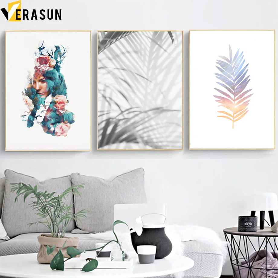 

Girl Flower Leaf Quote Nordic Posters And Prints Wall Art Canvas Painting Canvas Art Wall Pictures For Living Room Bedroom Decor