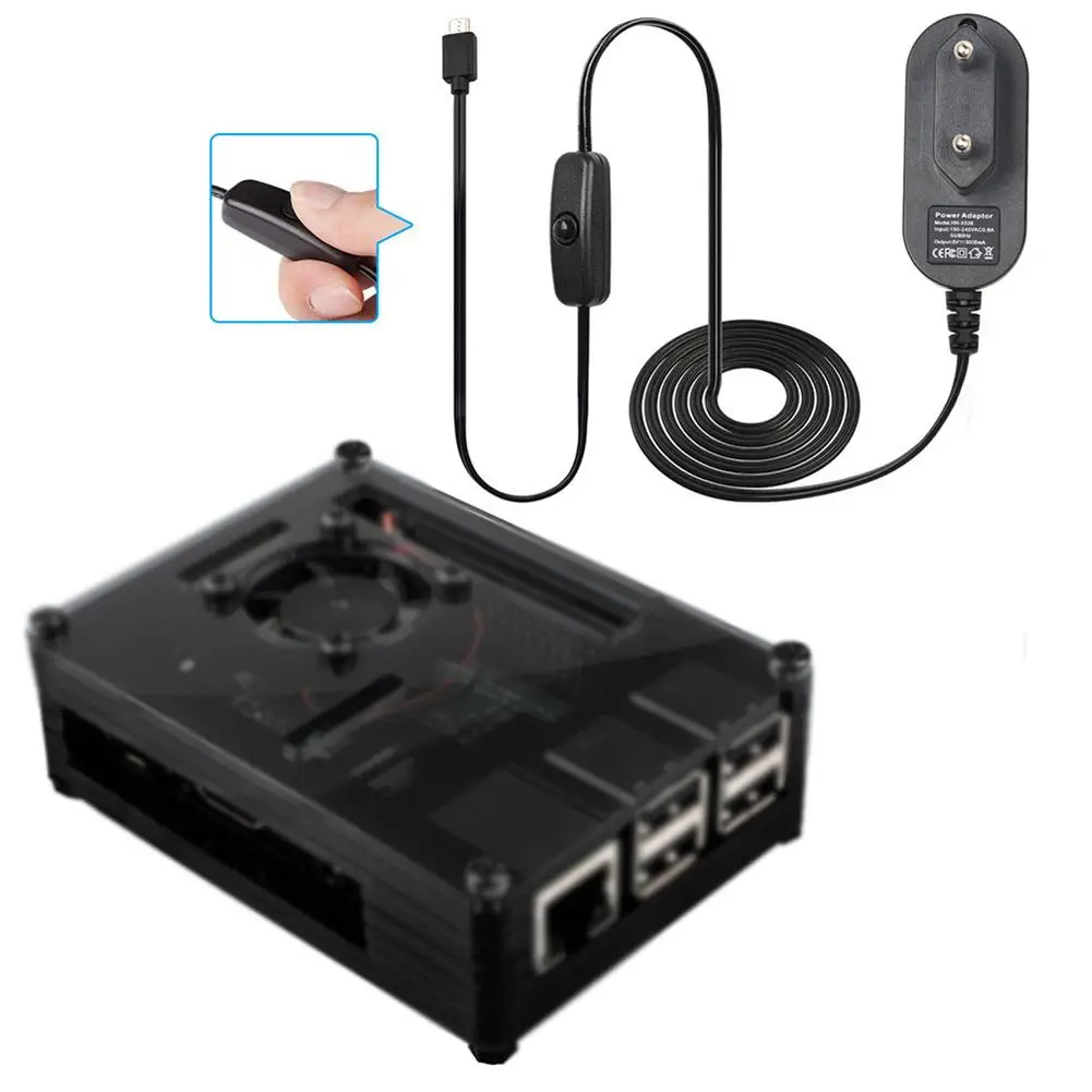 Адаптер питания для Raspberry Pi 4 Generation 4B 5V 3A Type C аксессуары с кнопочным зарядным