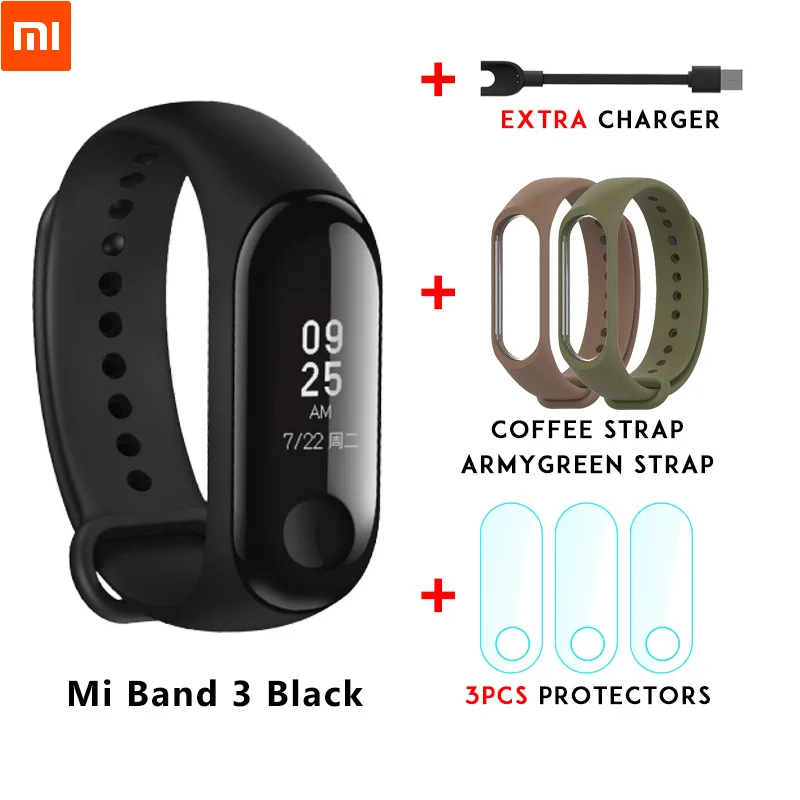 Xiaomi mi Band 3 mi band 3 для Android IOS фитнес-трекер монитор сердечного ритма 0,78 ''OLED дисплей тачпад Bluetooth 4,2 - Цвет: Mi band 3 n strap