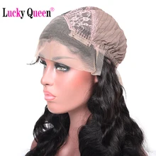 Glueless Lace Front Human Hair Wigs for Black Women with Baby Hair Pre-Plucked Brazilian Body Wave Wig Non-Remy Hair Lucky Queen