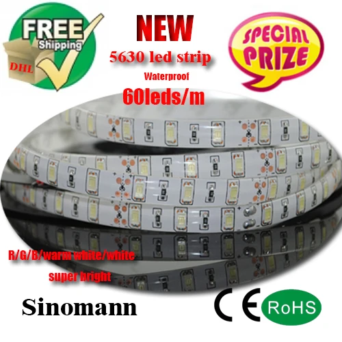 

led strip 5630 R/G/B/white/warm white 300LedS waterproof DC 12V led tape led strip Light CE/RoHS Approved for home decor