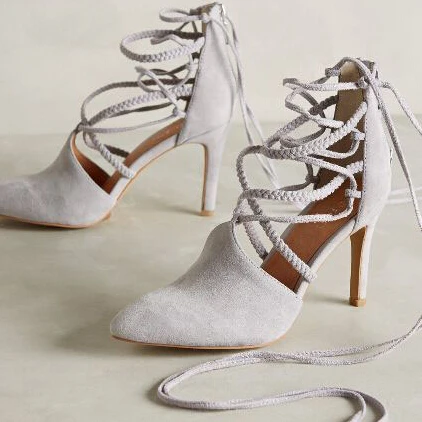 

summer/autumn fashion ankle wrap back zipper pointed toe stiletto heel pumps concise strappy crisscross sueded high heels