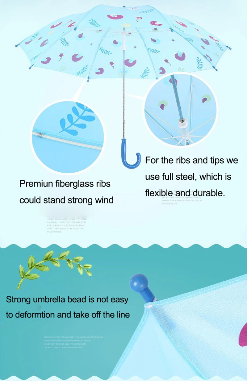 Детский зонт с длинными ручками с рисунком, зонтик с изображением животных, милый зонт для мальчиков и девочек, защита от солнца, детские инструменты