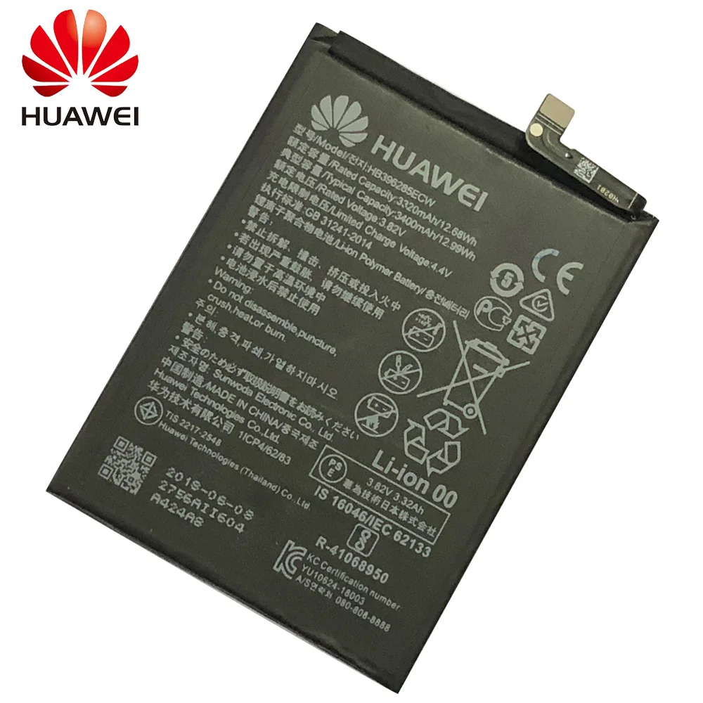 Оригинальная сменная батарея для телефона HB396285ECW для huawei P20 Honor 10 Honor 10 Lite аутентичная аккумуляторная батарея 3400 мАч