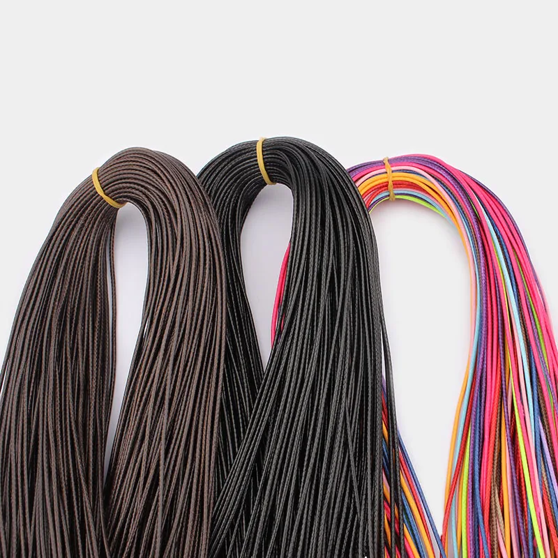 

100pcs Mixed Color/Black/Brown 1.5mm Waxed Cotton Cord Thread Rope String Fit Bead Craft Lobster Clasp DIY jewelry accessories
