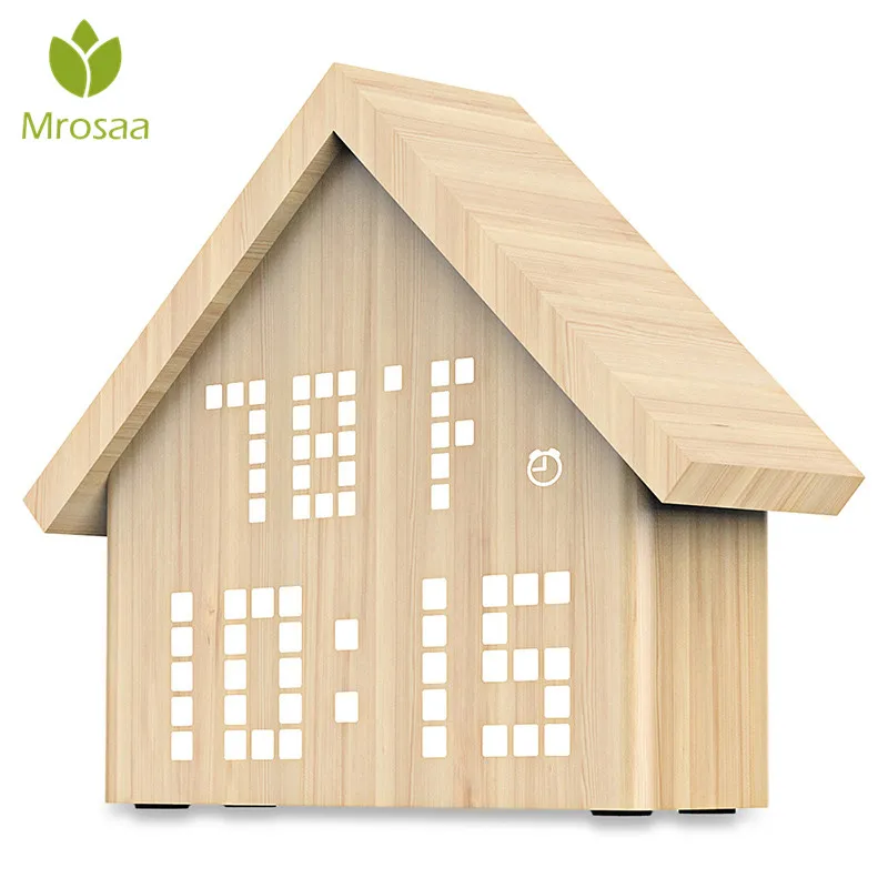 Mrosaa Multifunctional LED Digital Alarm Clock Log Cabin ...