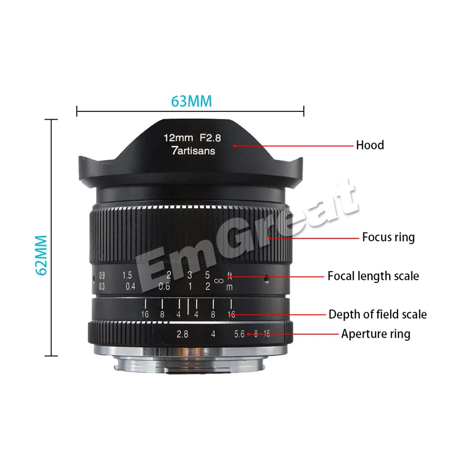 7 ремесленников 12 мм F2.8 ультра широкоугольный объектив для sony E-mount APS-C беззеркальных камер A6500 A6300 A7 ручной фокус Prime фиксированный объектив