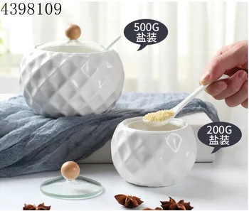 1pices household kitchen products/ceramic wooden cover seasoning bottle soy sauce pot, salt sugar pot/kitchen seasoning tool