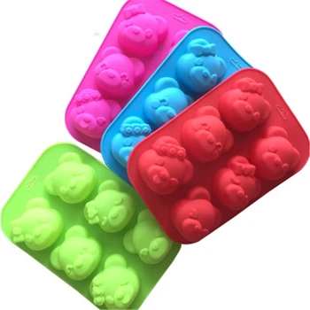 

Silicone Mold 6 Expression Bear DIY Cake Soap Mold Jelly Mold High Quality Handmade 3D Silicone Baking Tool Kitchen Accessories