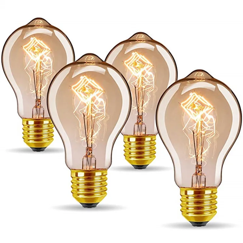 Lote Edison Lâmpada Dimmable A19 40 w E27 A60 60 Wam Branco Retro Decorativo Incandescente Vintage Luz 220-240 v 4 Pçs –