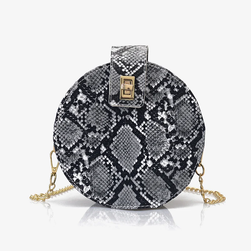 

Luxury Handbags Women Bags Designer Fashion Round Serpentine Small Female Crossbody Bag High Quality Metal Hasp Chain Lady Totes