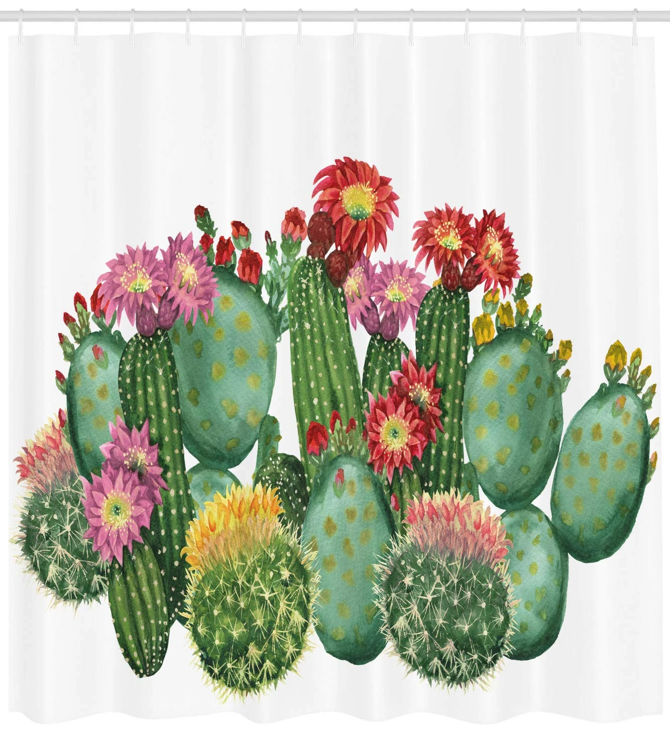 サボテンシャワーカーテン Saguaro バレルヘッジ豚ウチワサボテン熱帯植物学ガーデン植物浴室セット多色 Shower Curtains Aliexpress