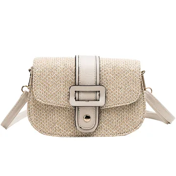 

LJL-Women'S Hand Bag Straw Bag Shoulder Bag Small Beach Woven Rattan Bag Burlap Square Bag Messenger Bag