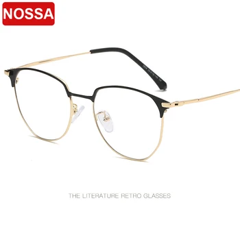 

2019 exquisite new round frame glasses frame fashion half frame metal flat mirror trend men and women decorative glasses frame.