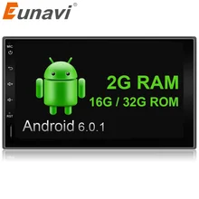Eunavi 7 «2din 1024*600 Android 6,0 7,1 автомобилей нажмите планшетный ПК 2 Din универсальный для Nissan Gps навигация Радио стерео плеер (нет Dvd)