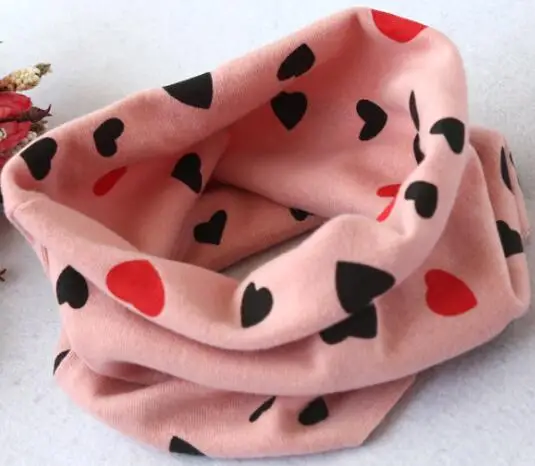 Коллекция года, весенне-осенний хлопковый шарф для девочек детский шейный платок с рисунком совы для девочек, детское кольцо с круглым вырезом, волшебный шарф для мальчиков, детская одежда - Цвет: pink heart