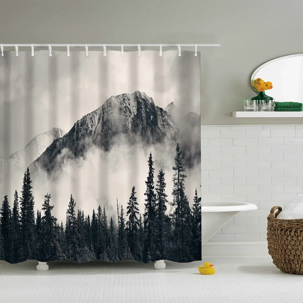 

Waterproof Various Pattern & 12 Hooks Bathroom Shower Curtain Multichoice Lot Waterproof Accessories For Decor Digital