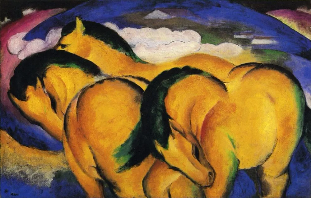 

Little Yellow Horses by Franz Marc Painting Oil on canvas High quality hand painted abstract modern art for wall decor