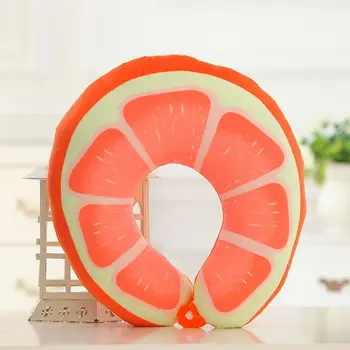 

Free Shipping Kawaii Fruit Series Cartoon Watermelon Kiwi U Shaped Relieve Fatigue Neck Cotton Pillow For Office Home Girl Gift