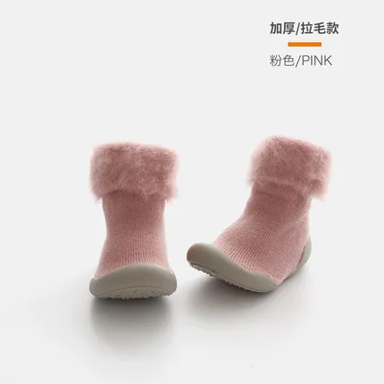 KiDaDndy/Детская однотонная мягкая резиновая подошва; теплая хлопковая обувь для малышей; зимние носки-тапочки для девочек и мальчиков; обувь для детей 10-24 месяцев; SO500 - Цвет: N