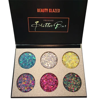 

BEAUTY GLAZED 1pcs Eyeshadow Palette Glitter Makeup Palette Shimmer Matte Glitter Diamond Waterproof Long Lasting 6 Colors