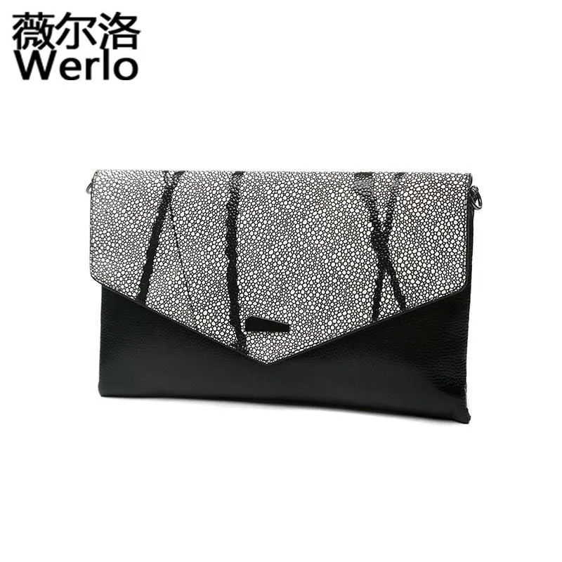 

WERLO Brand New Genuine Leather Women Bags Day Clutches Casual Female Evening Bag Shoulder Bag High Quality Messenger Bags SJ121