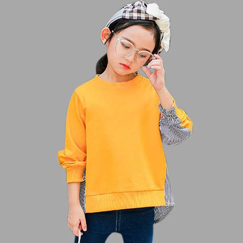 Осенняя футболка для девочек; футболка с длинными рукавами для девочек; футболки в стиле пэчворк для детей; зимняя одежда для девочек-подростков 6, 8, 12 лет