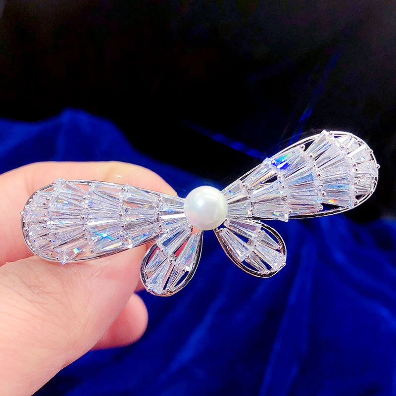 

High quality spring clip top clip jewelry side clip bangs clip micro inlaid zircon bow hair accessories headdress