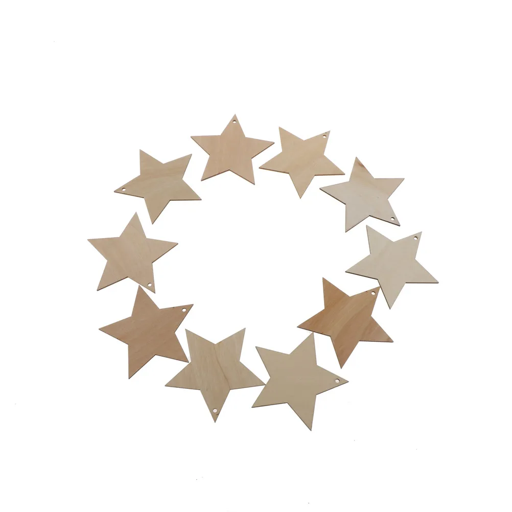 

New DIY 110x110mm wishing tree favor plain custom tag with string hanging christmas tree decoration Natural rustic wood star tag