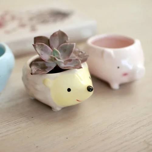 

Kawaii Little Animals Ceramic Flowerpot Succulent Plants Flower Pot Ceramic Succulent Pots Vases Mini Ornaments Home Decro