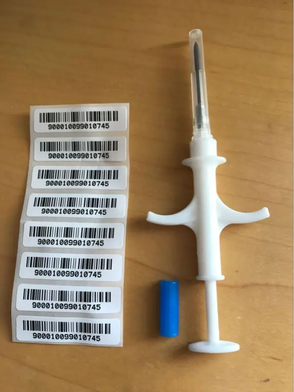 

READELL 20pcs FREE SHIPPING RFID Microchip syringe with transponder 2.12x12mm FDX-B free ICAR number