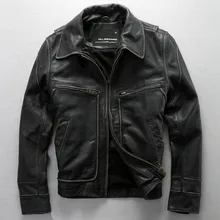Заводская коровья кожа первый слой из воловьей кожи мужская отделка Ретро Натуральная кожа одежда, beckham крупного рогатого скота кожаная куртка