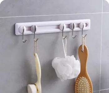 

Strong Adhesive 6 Row Hooks Kitchen Organizer Key Holder Wall Hook Bathroom Accessories Hanger Hooks