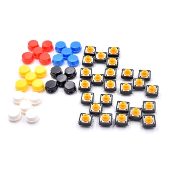 

25PCS Tactile Push Button Switch Momentary 12*12*7.3MM Micro switch button + 25PCS Tact Cap(5 colors)