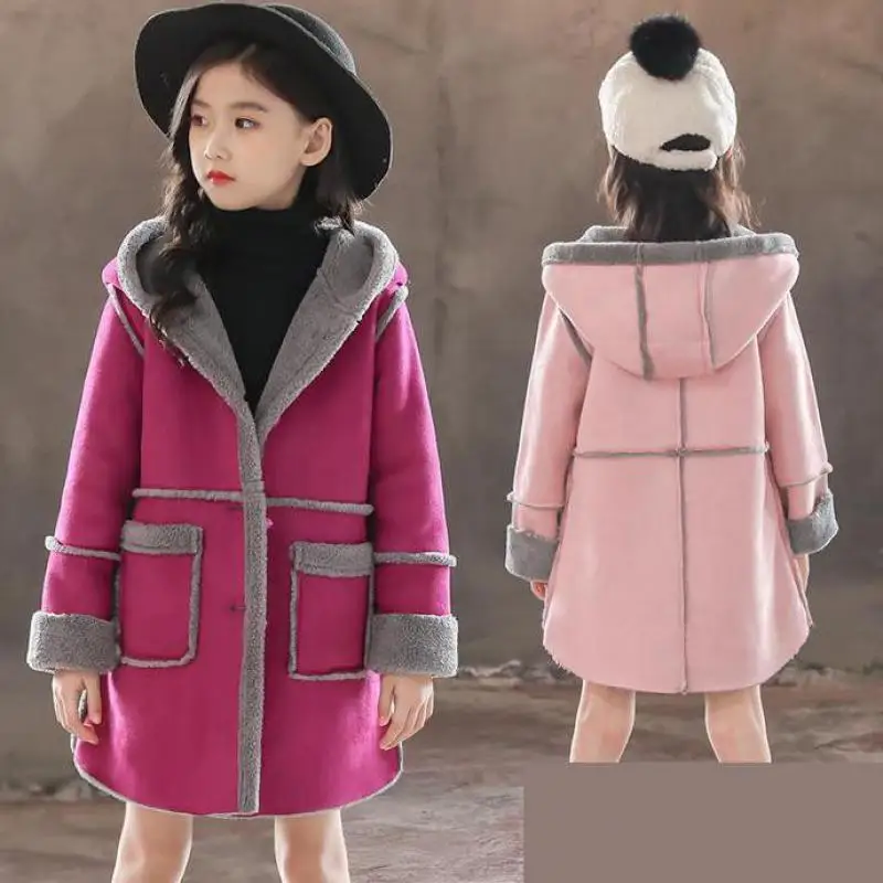 

2019 Toddler Girls Jackets Waterproof Outdoor Children's Clothing Sports Casual Hooded Coat Fleece Warm Outerwear 10 12 14 Years