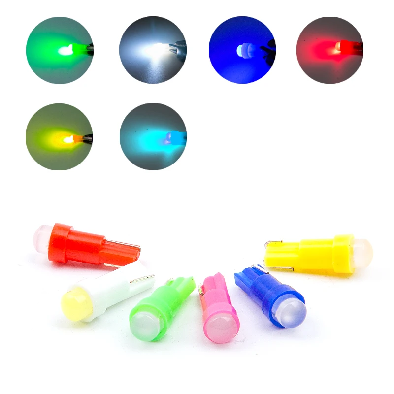 

50pcs Colorful T5 1 SMD 5050 LED 74 led Car Side Wedge T5 Interior Instrument Panel Gauge Wedge Light Lamp Bulbs Free shipping