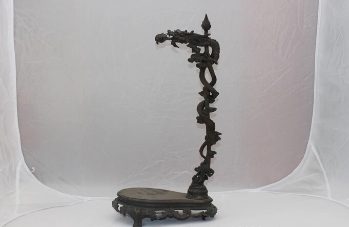 

wholesale factory Chinese Signed dynasty Pure Bronze Copper Dragon Writing Brush holder Statue
