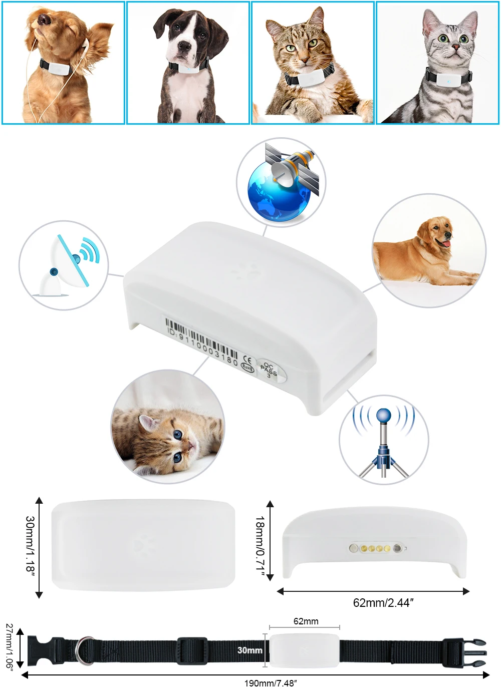 Мини TKSTAR TK911 wifi gps трекер для питомцев кошек собак водонепроницаемый Адсорбция веб-платформа приложение отслеживание в реальном времени с Google картой