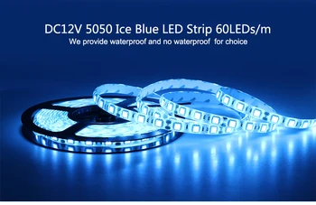 

[Seven Neon]high bright LED Strip 5050 SMD 60leds/meter DC12V 18-20LM/led ICE BLUE light LED Flexible Ribbon