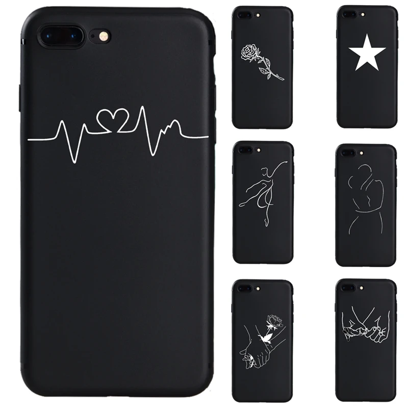 

New Art Line Dance Unicorn Deer Hug Lovers Soft Case Cover for iPhone 6 6s 7 Plus 8 Plus X XS Max XR 5 5s SE Phone Coque Fundas