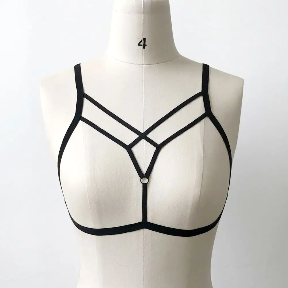 Women's Bandage Bra Elastic Cage Crop Top Body Bralette Bralet Bra Bustier  Cami Hollow Lingerie Cotton Chain Bra