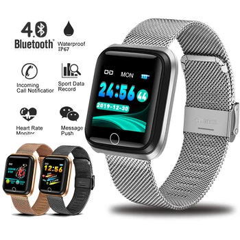 

LIGE New Smart Bracelet IP67 Waterproof Fitness Tracker Heart Rate Monitor Pedometer gold-plated Strap Smart Electronic Clock