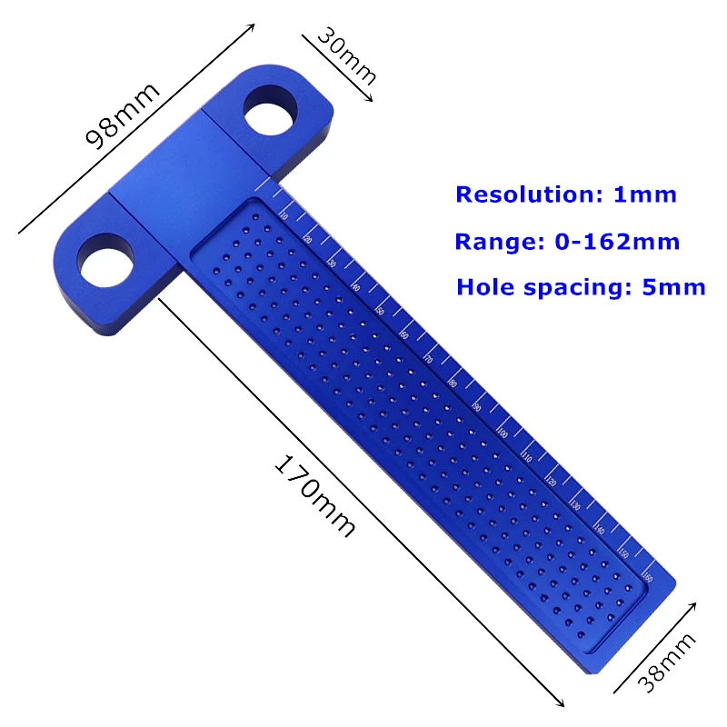 Kopen Houtbewerking T Heerser 160mm Aluminium Markering Gauge Gat Positionering Gekruiste Lijn Kraspen Carpenter Meetinstrumenten
