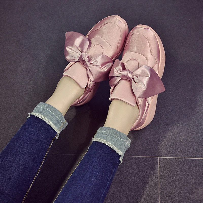 2017 Espadrilles shoes woman bow knot flats silk bow moccasins round toe women s shoes ladies