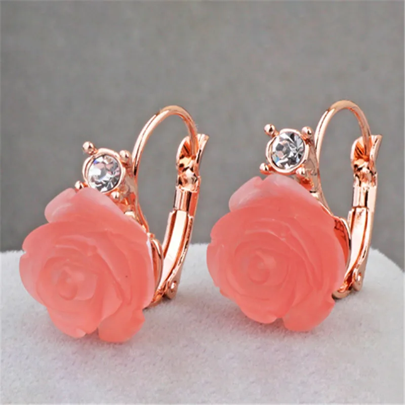 MOONROCY, Прямая поставка, модные серьги, ювелирное изделие, розовое золото, цвет кристалл, розовая роза, цветок, вискоза, серьги для женщин, подарок