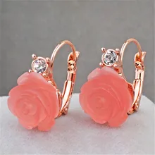 MOONROCY, Прямая поставка, модные серьги, ювелирное изделие, розовое золото, цвет кристалл, розовая роза, цветок, вискоза, серьги для женщин, подарок